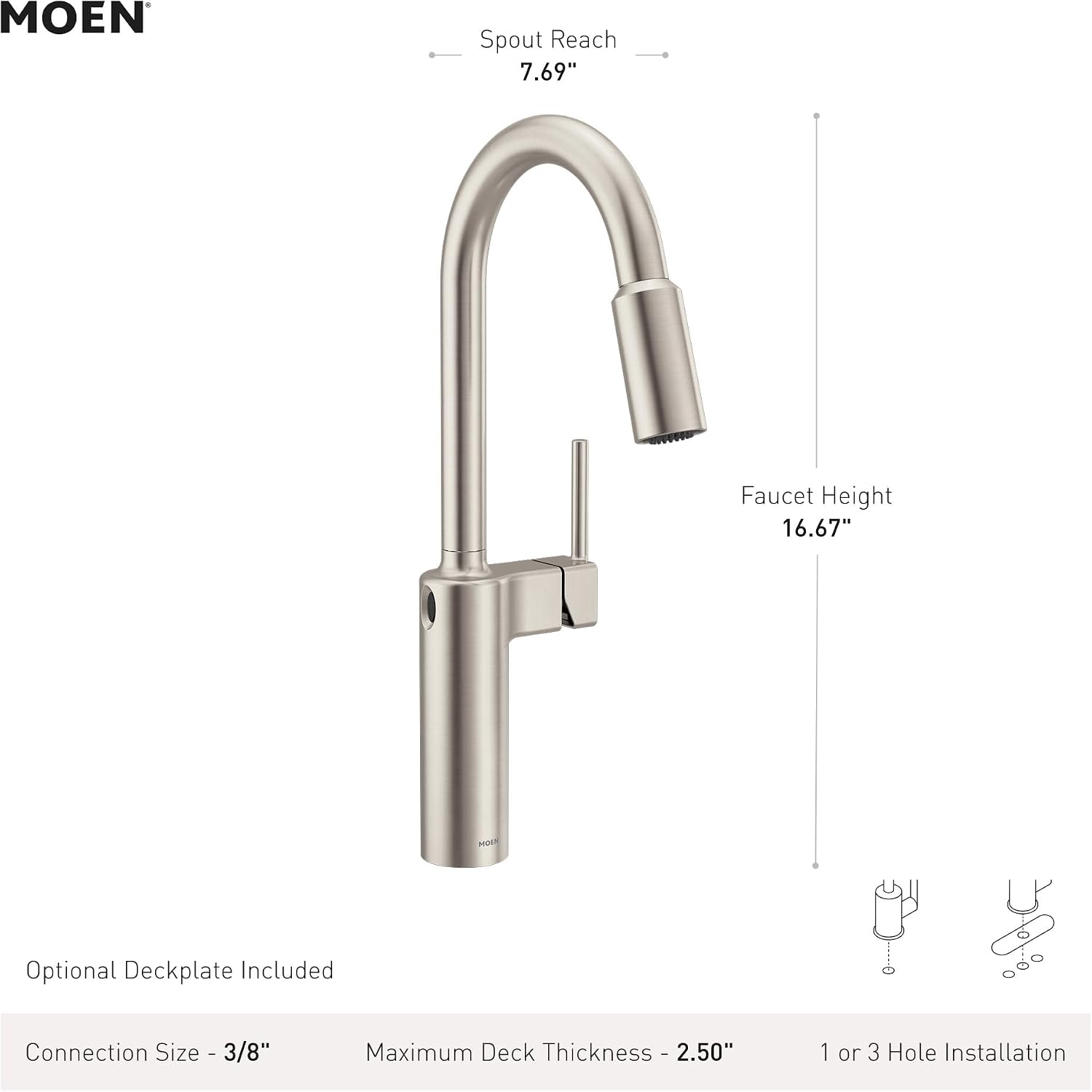 Moen Inara MotionSense Wave Kitchen Faucet, Bronzed Gold, 87463EWBZG