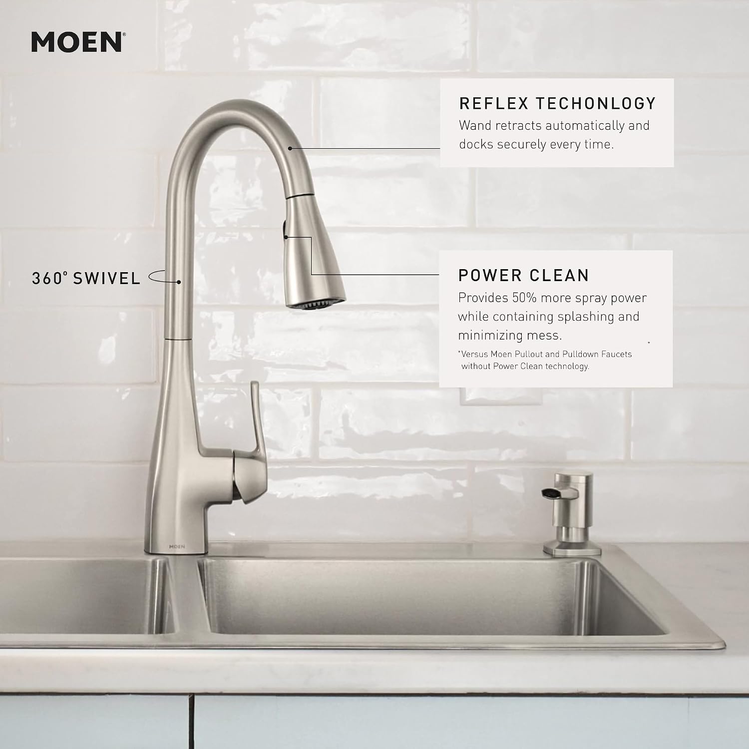 Moen 87599 Kiran Chrome Pulldown Kitchen Faucet