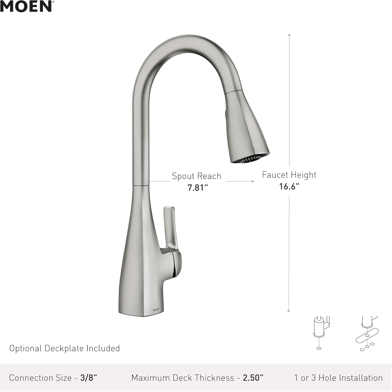Moen 87599 Kiran Chrome Pulldown Kitchen Faucet