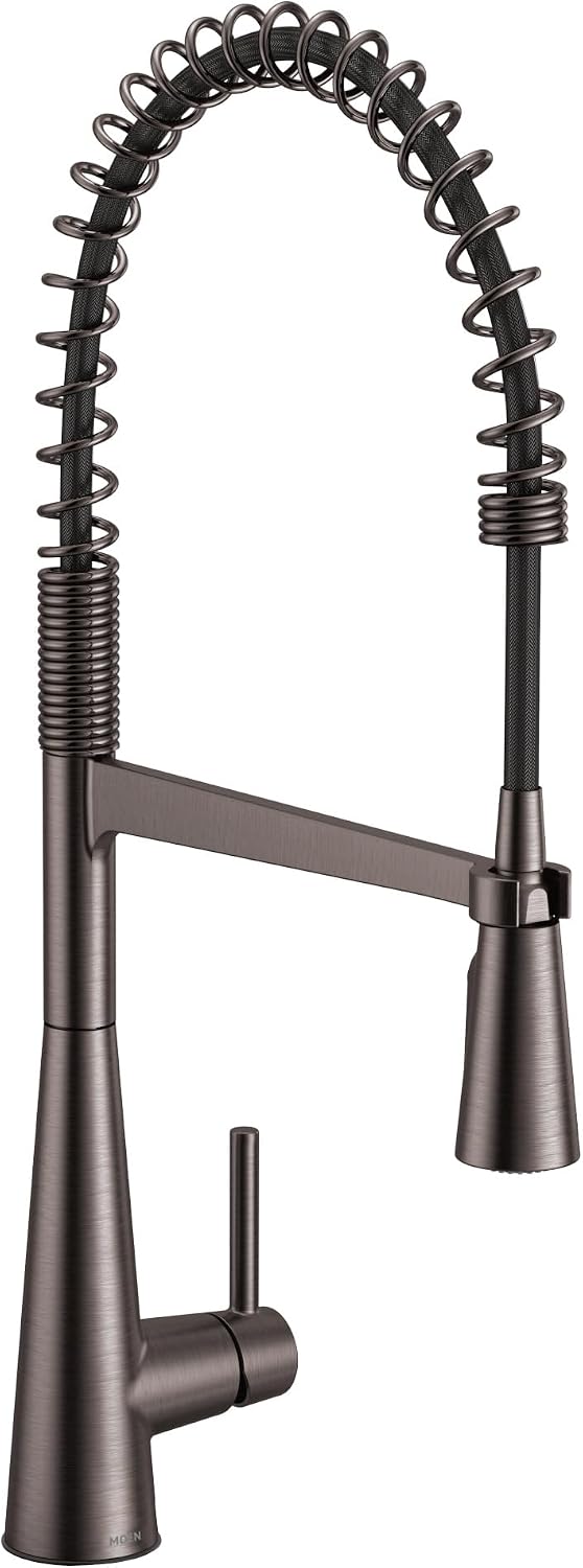 Moen Sleek Black Stainless Pulldown Faucet, Modern Kitchen Faucet with One Handle High-Arc, Power Boost, Easy Installation and 5925BLS