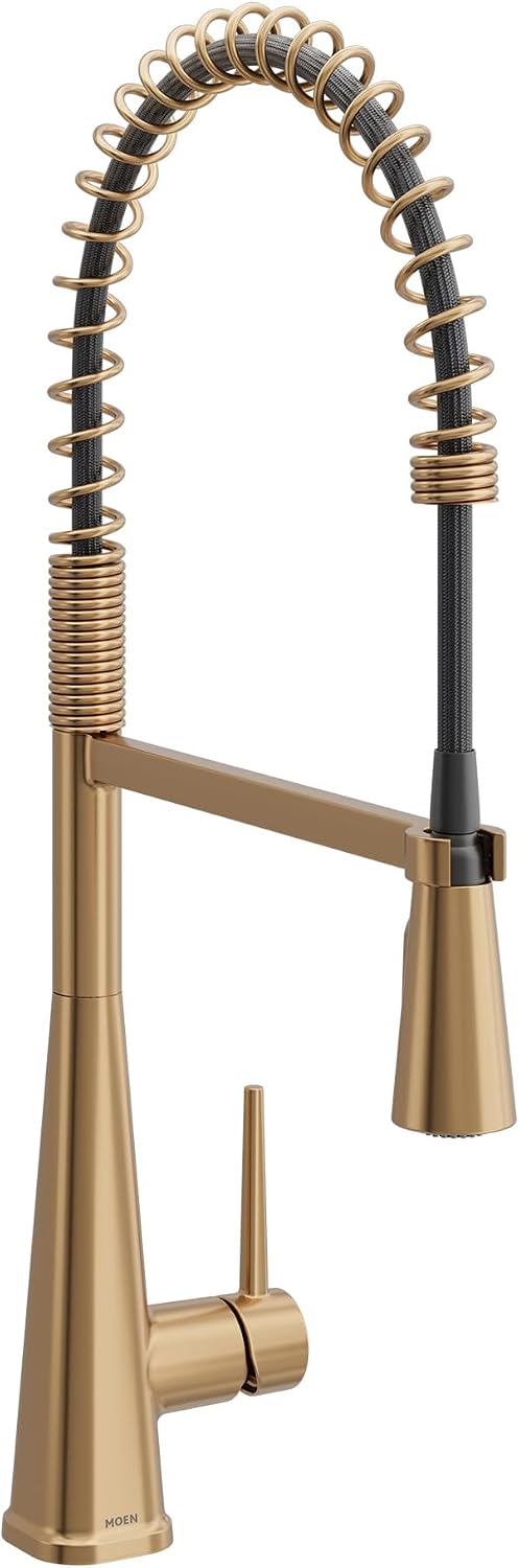 Moen Swyre Spring Pulldown Kitchen Faucet, Bronzed Gold, 87538BZG