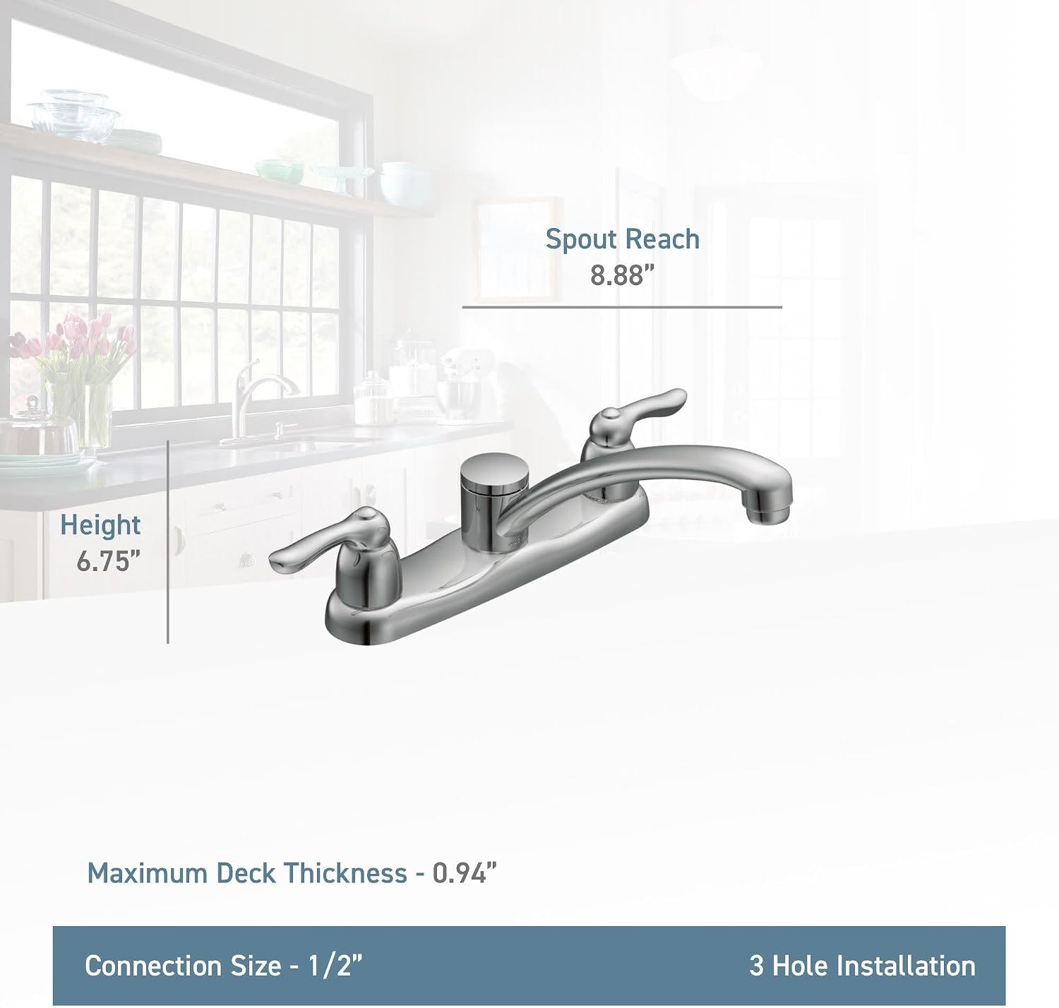 Moen 7906 Chateau Two-Handle Kitchen Faucet, Chrome
