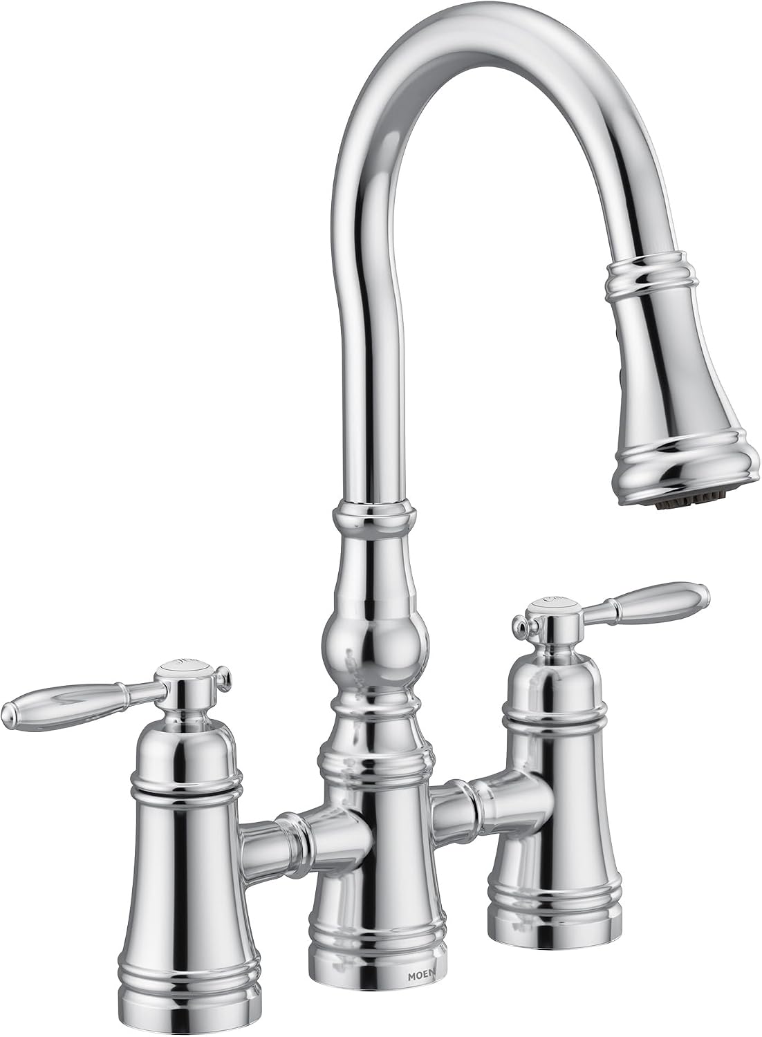 Moen Weymouth Chrome Two Handle Pulldown Bridge Kitchen Faucet, S73204