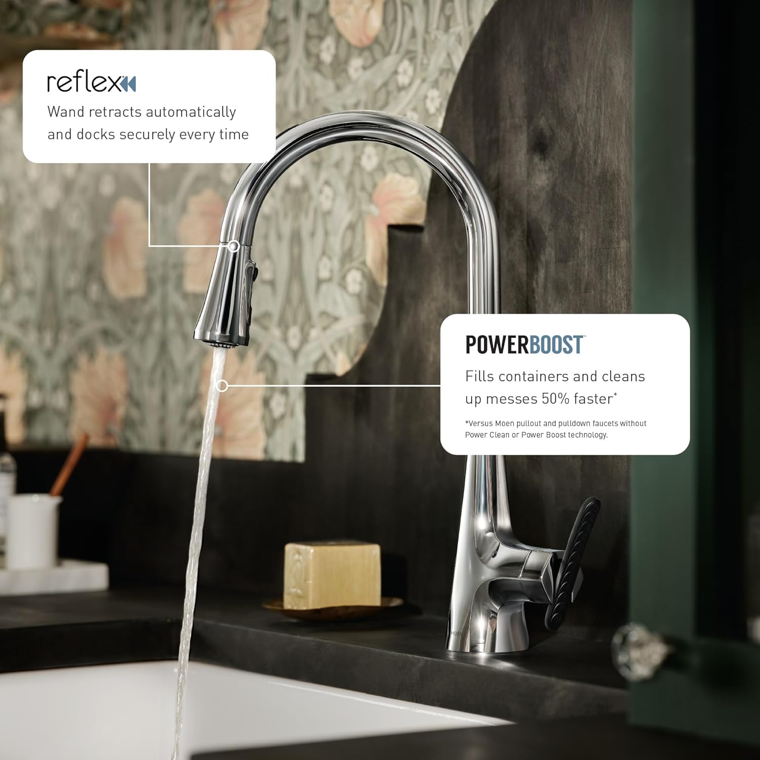 Moen Weymouth Chrome Two Handle Pulldown Bridge Kitchen Faucet, S73204