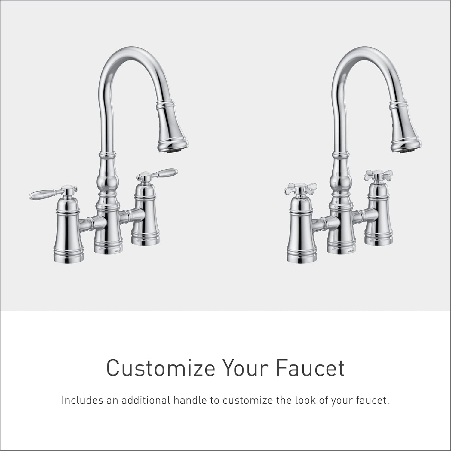 Moen Weymouth Chrome Two Handle Pulldown Bridge Kitchen Faucet, S73204