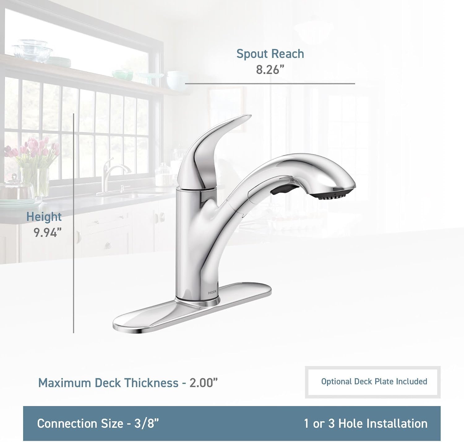 Moen 87039 One-Handle Pullout Kitchen Faucet, Chrome