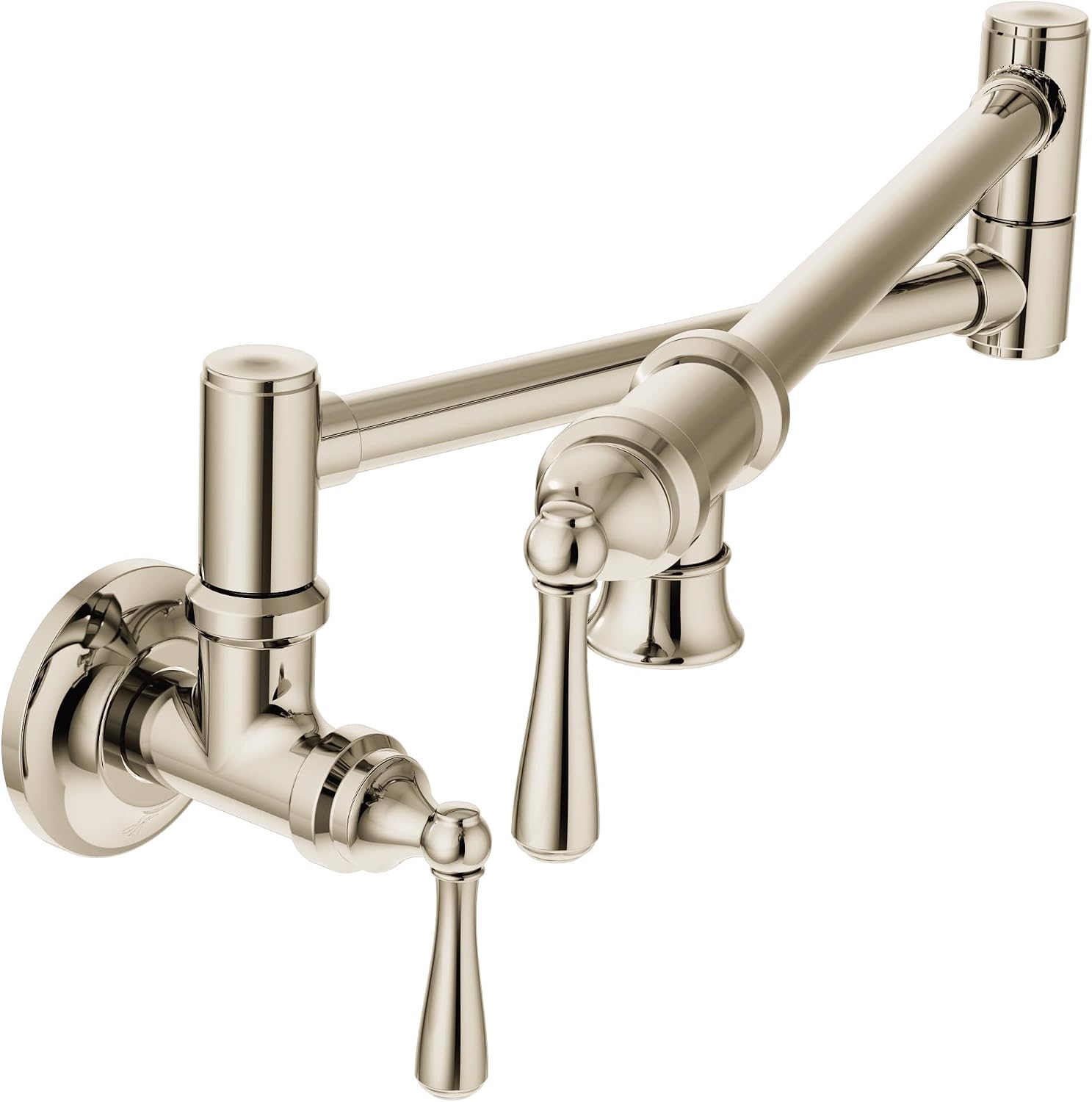 Moen S664NL Traditional Wall Mount Swing Arm Folding Pot Filler Kitchen Faucet, Polished Nickel