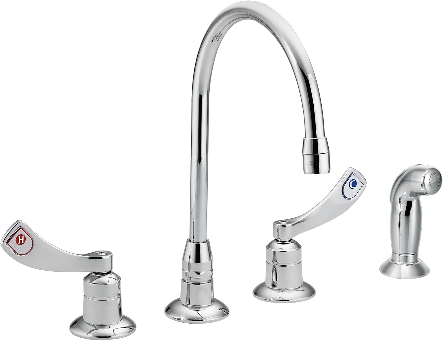 Moen Commercial Chrome M-Dura Kitchen Faucet with Side Spray with 4-Inch handles 2.2 gpm, 8244