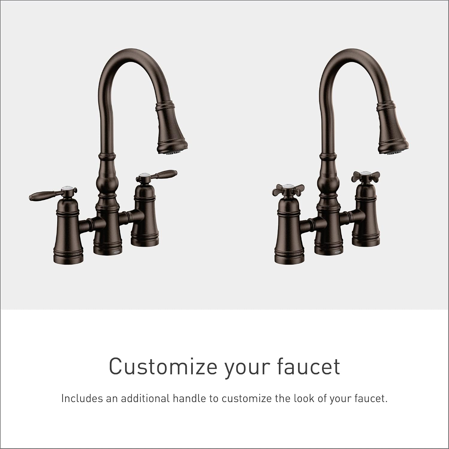 Moen S73204ORB Weymouth Two Handle Pulldown Bridge Kitchen Faucet, Oil Rubbed Bronze