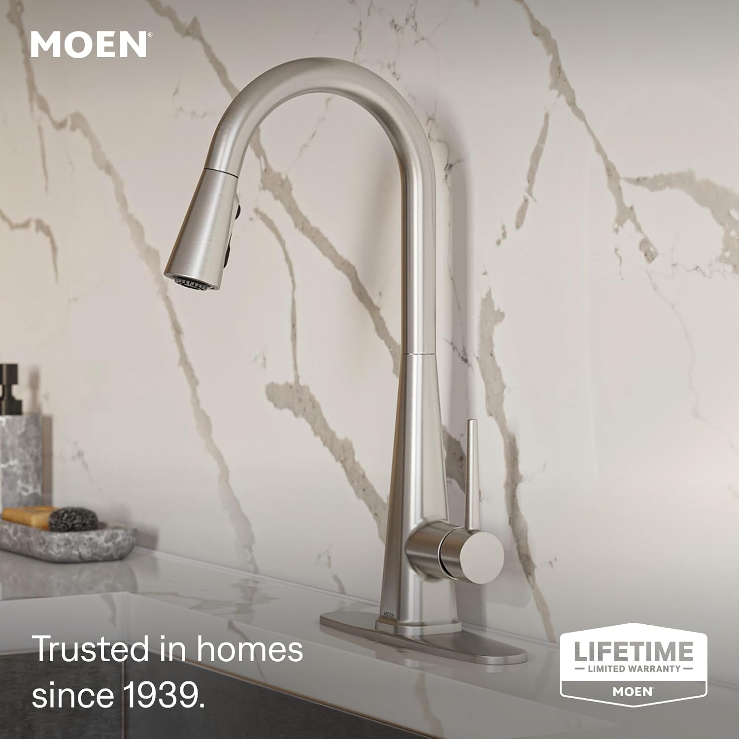 Moen Swyre Pulldown Kitchen Faucet, Spot Resist Stainless, 87508SRS