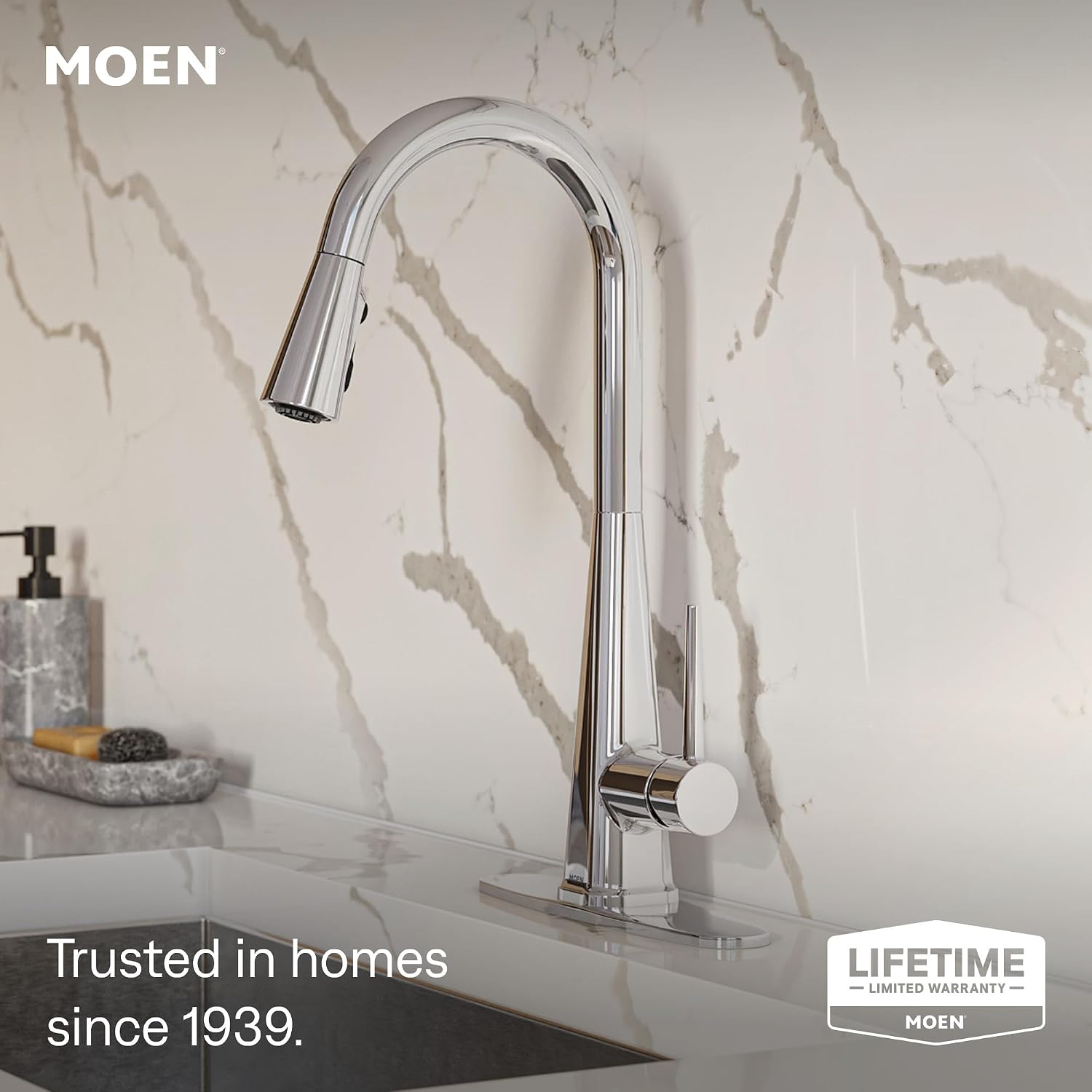 Moen Swyre Pulldown Kitchen Faucet, Chrome, 87508