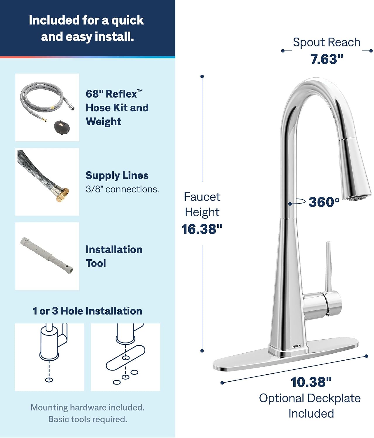 Moen Swyre Pulldown Kitchen Faucet, Chrome, 87508