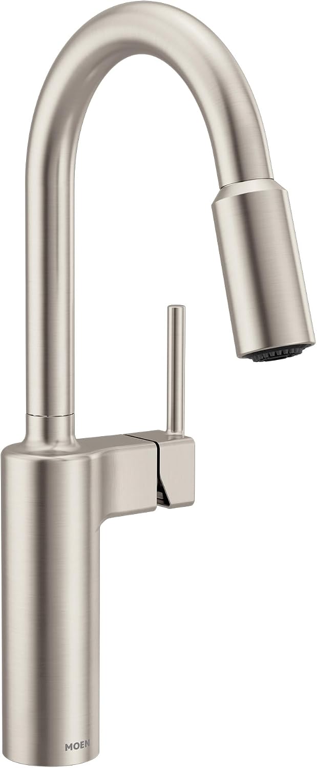 Moen Inara Stainless Pulldown Kitchen Faucet with Power Boost, Modern Kitchen Faucet, One-Handle High Arc, Easy Installation, Spot Resist Finish, 87463SRS Spot Resist Stainless