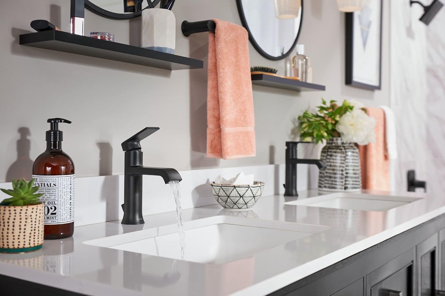 Moen Genta LX Towel Bar, Matte Black, BH3886BL