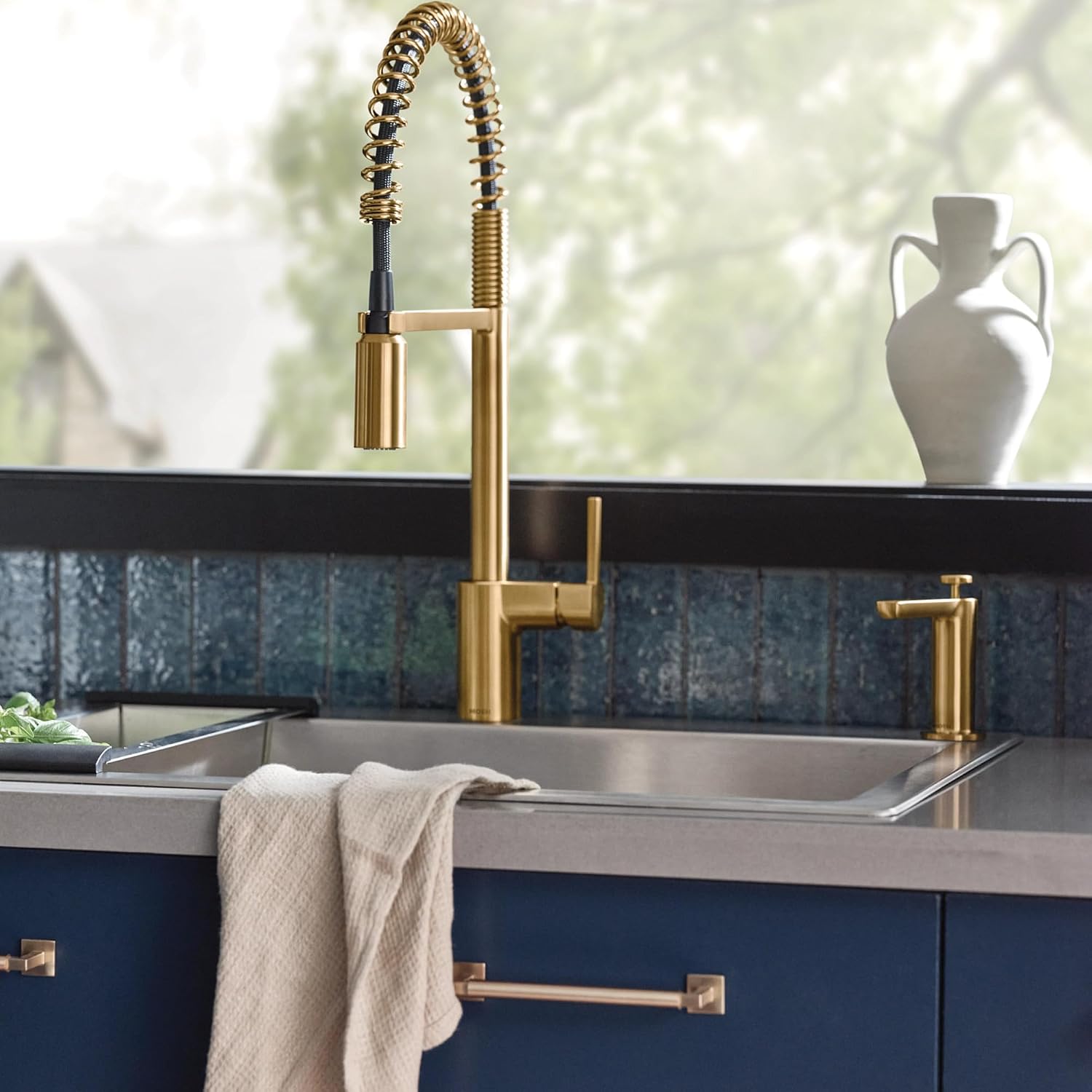 Moen Kitchen Soap Dispenser, Brushed Gold, S3947BG