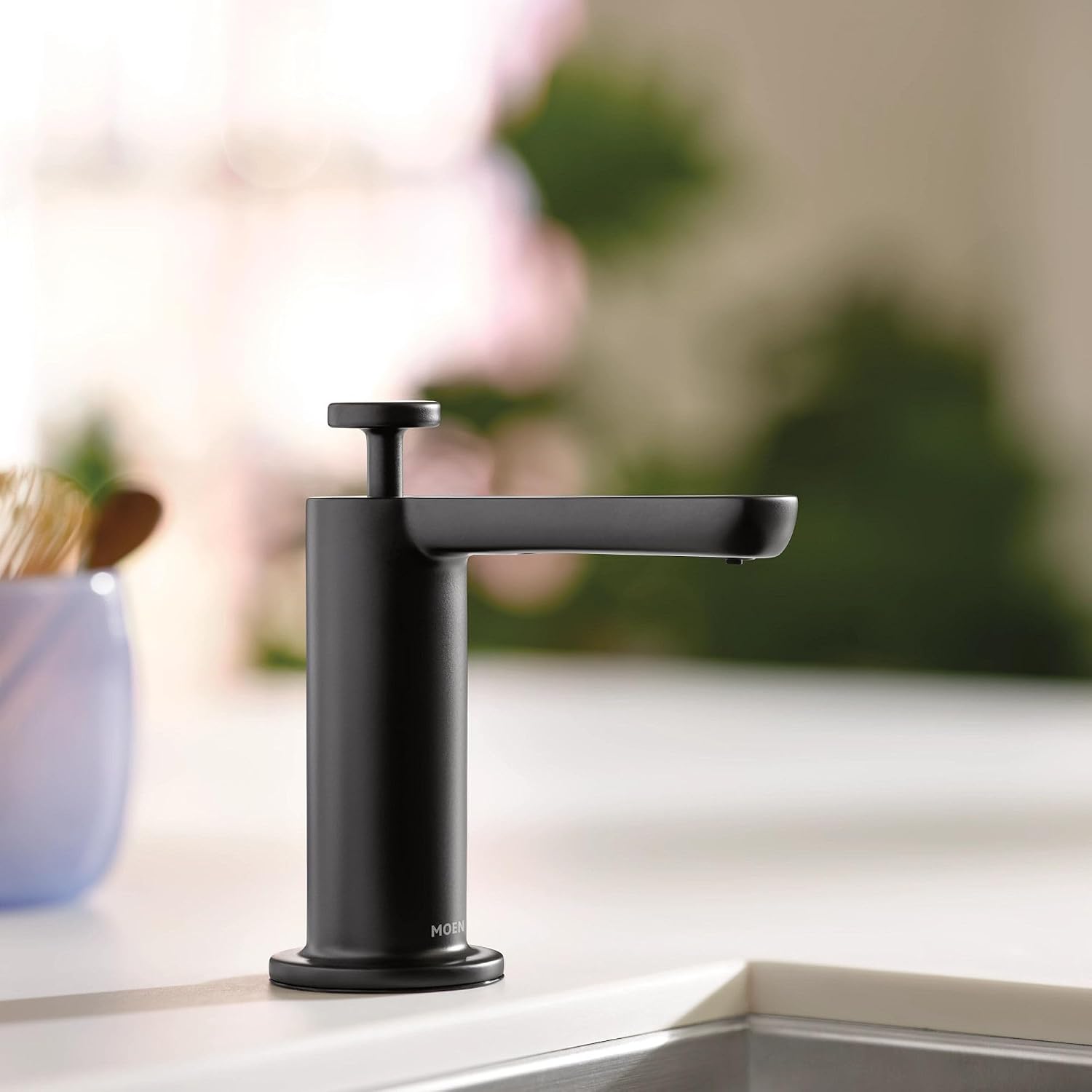 Moen Modern Kitchen Soap Dispenser, Matte Black, S3947BL Brushed Nickel