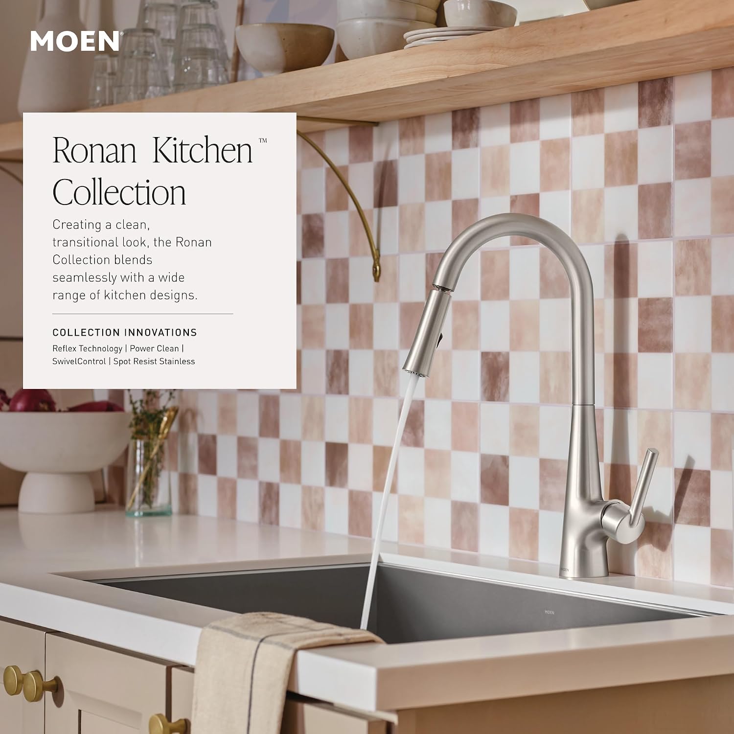 Moen Ronan Pulldown Kitchen Faucet, Spot Resist Stainless, 87918SRS