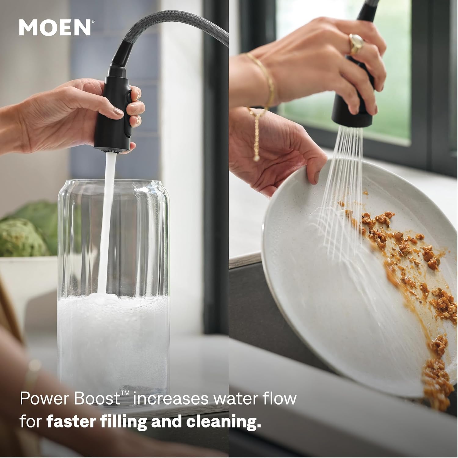 Moen Jaslynn Spring Pulldown Kitchen Faucet, Matte Black, 87638BL