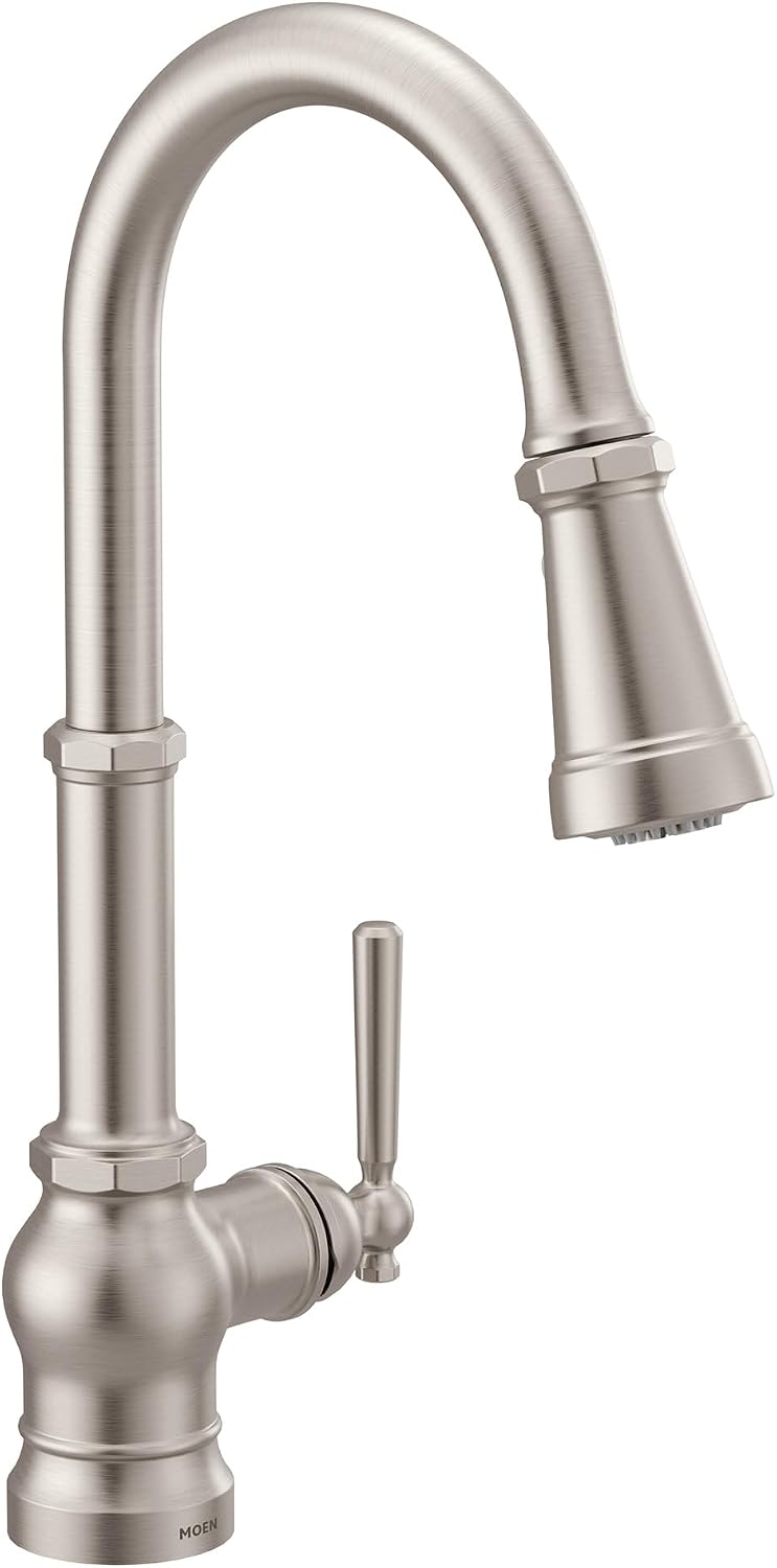 Moen Paterson Stainless Pulldown Kitchen Faucet with Power Boost, Traditional Kitchen Faucet, One Handle Easy Installation, Spot Resist Finish, S72003SRS Spot Resist Stainless