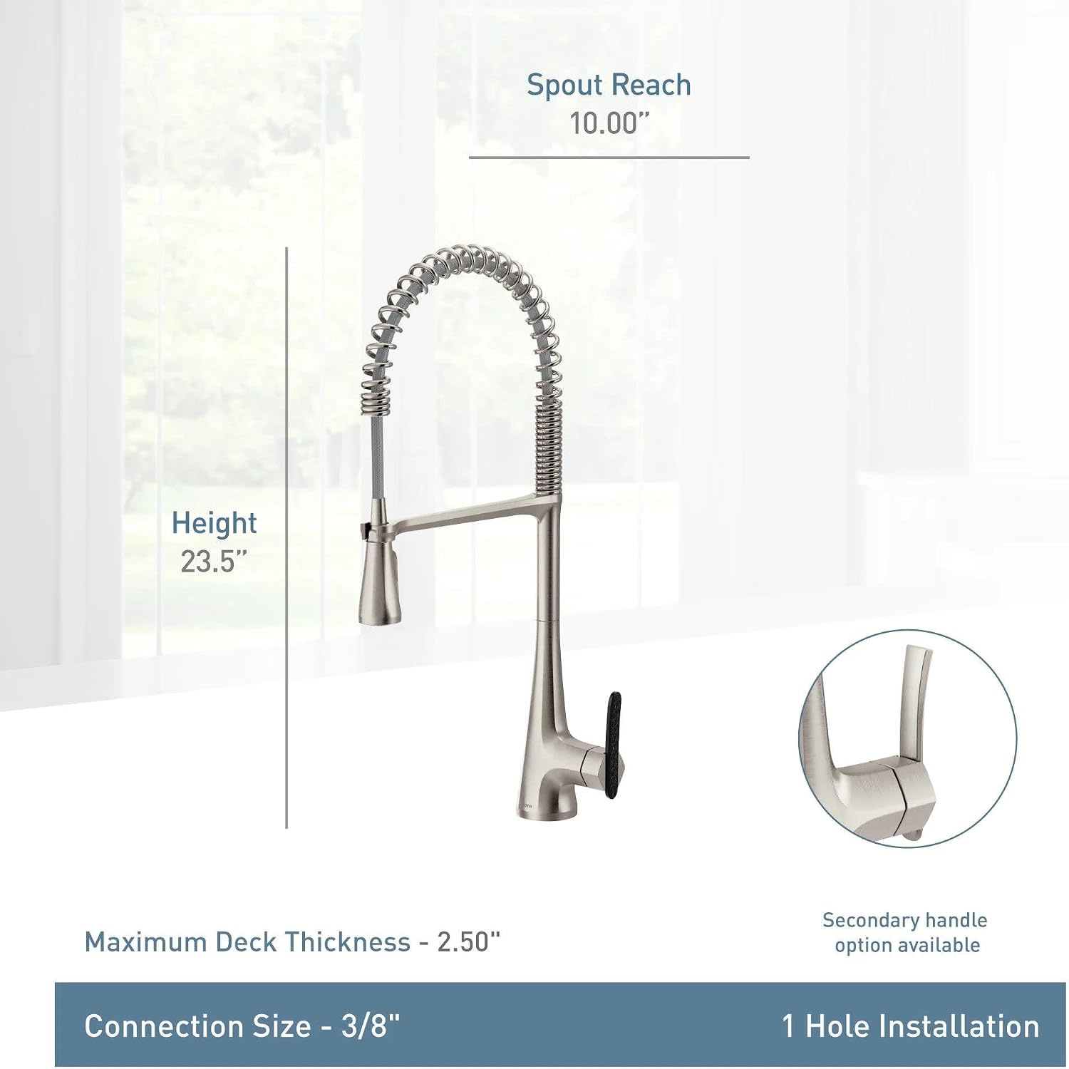 Moen Sinema Spring Pulldown Kitchen Faucet, Matte Black, S5235BL