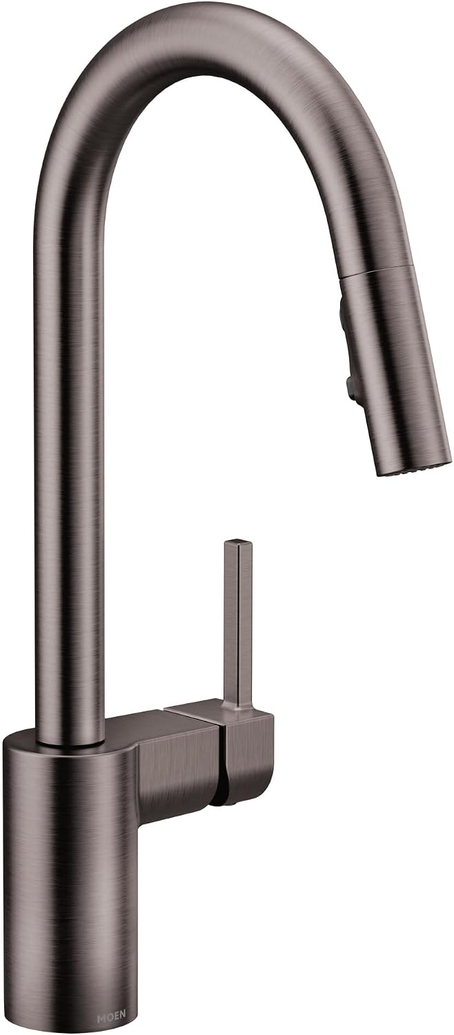Moen 7565BLS Align One-Handle Modern Kitchen Pulldown Faucet with Reflex and Power Clean Spray Technology, Spot Resist Black Stainless