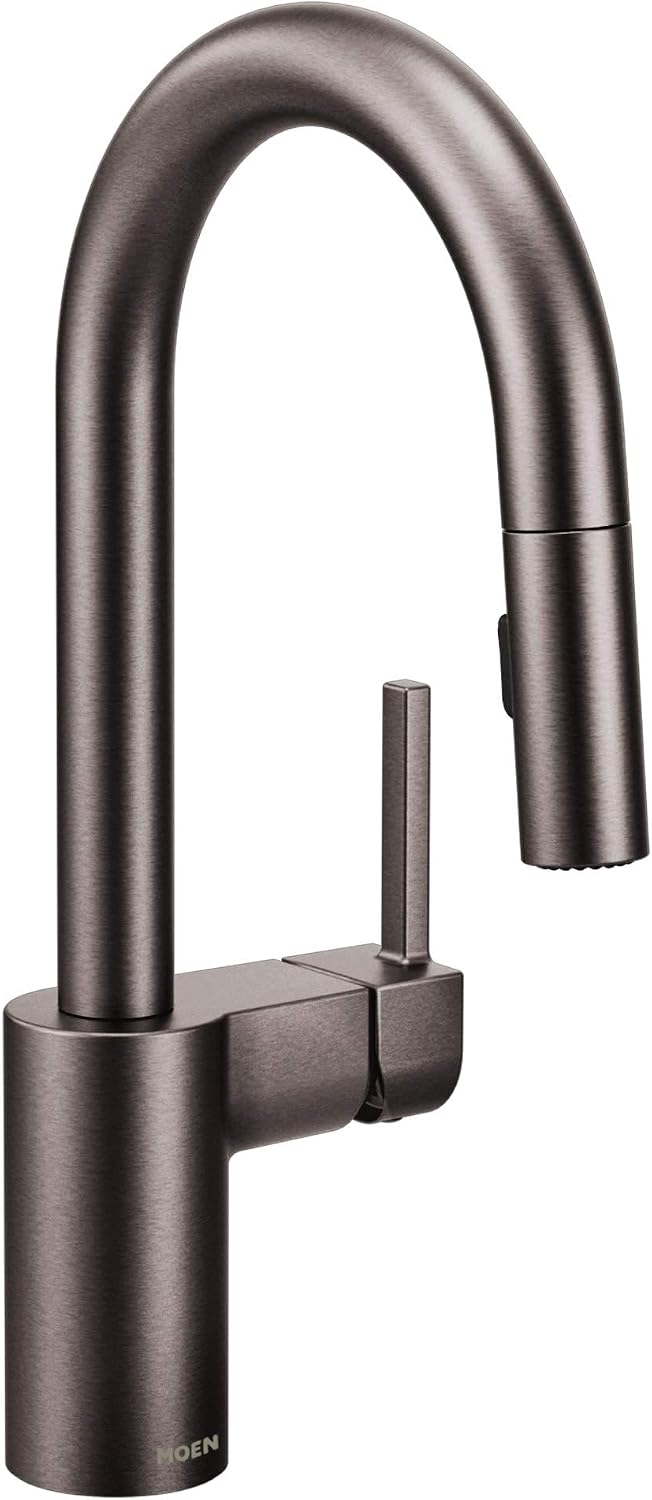 Moen 5965BLS Align One-Handle Pulldown Modern Bar Faucet with Power Clean Featuring Reflex, Black Stainless