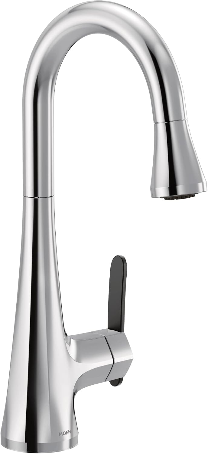 Moen S6235 Sinema One-Handle High Arc Pulldown Bar Faucet featuring Power Clean and Reflex, Chrome
