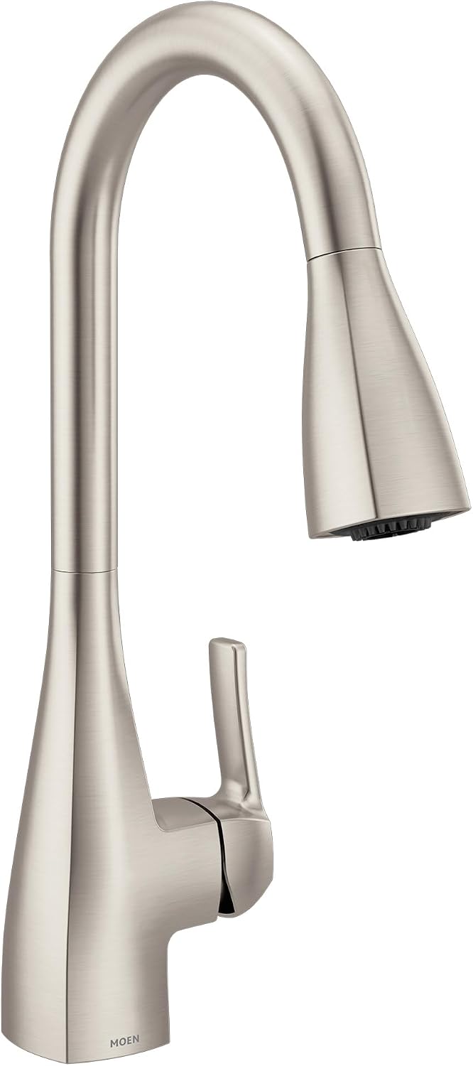 Moen Kiran Spot Resist Stainless One-Handle High Arc Pulldown Kitchen Faucet with Power Clean, 87599SRS Stainless Steel