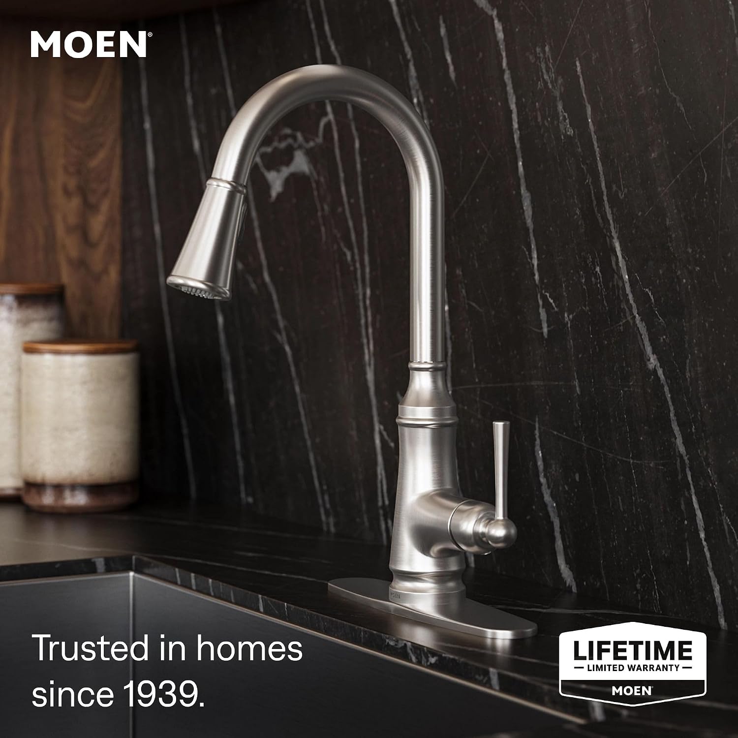 Moen Jaslynn Pulldown Kitchen Faucet, Spot Resist Stainless, 87618SRS