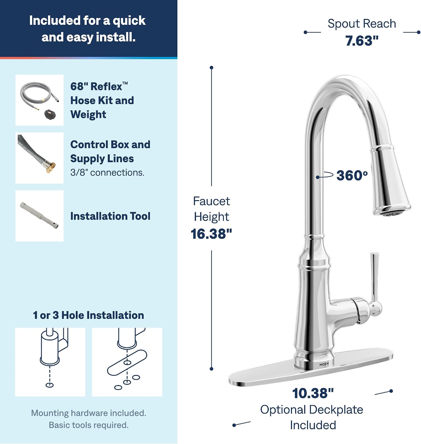 Moen Jaslynn Pulldown Kitchen Faucet, Chrome, 87618