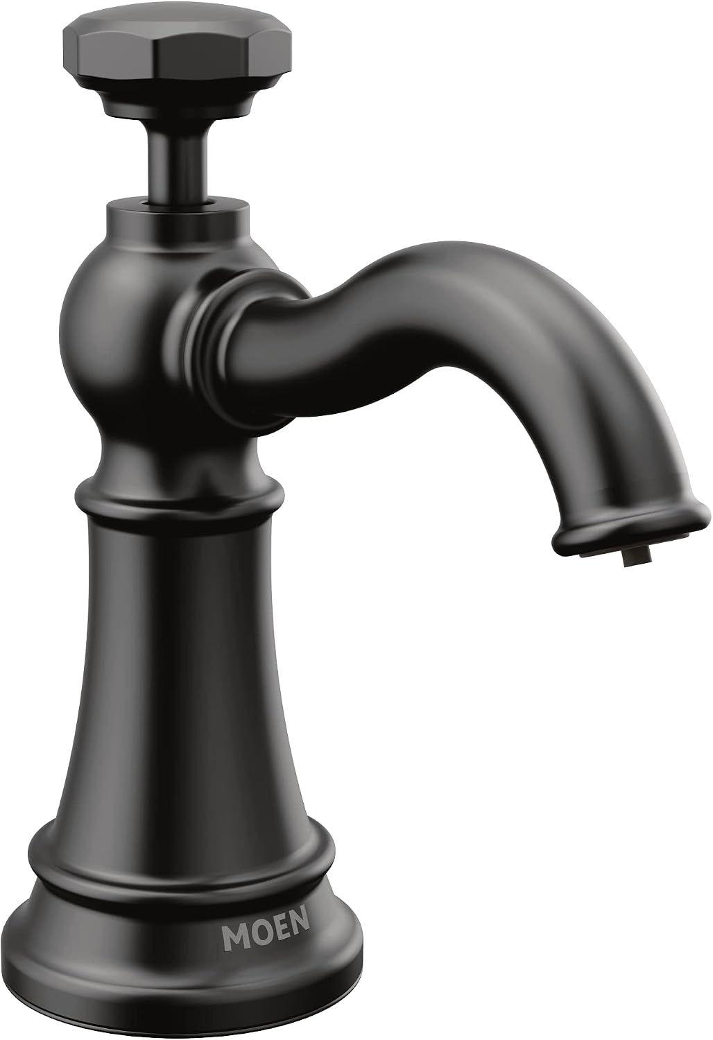 Moen S3955BL Paterson Deck Mounted Kitchen Soap Dispenser with Above the Sink Refillable Bottle, Matte Black