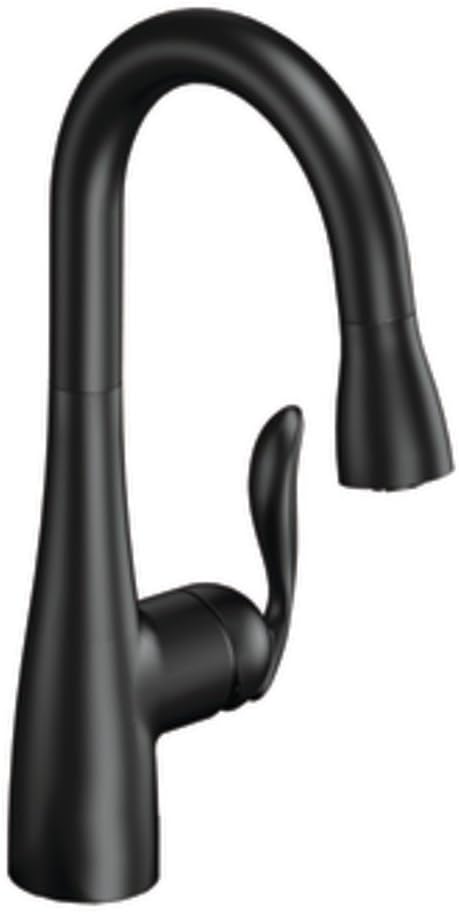 Moen 5995BL Arbor One Handle High Arc Pulldown Bar Faucet with Reflex, Matte Black