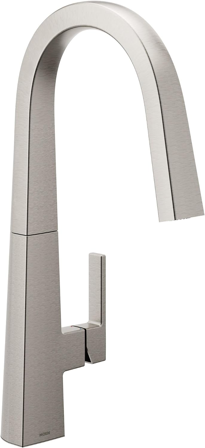 Moen Nio Spot Resist Stainless One Handle Pulldown Kitchen Faucet with Power Clean, Accent Handle Included for Customizing, S75005SRS