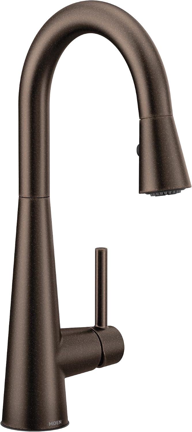 Moen 7664ORB Sleek One-Handle High Arc Pulldown Bar Faucet, Oil Rubbed Bronze