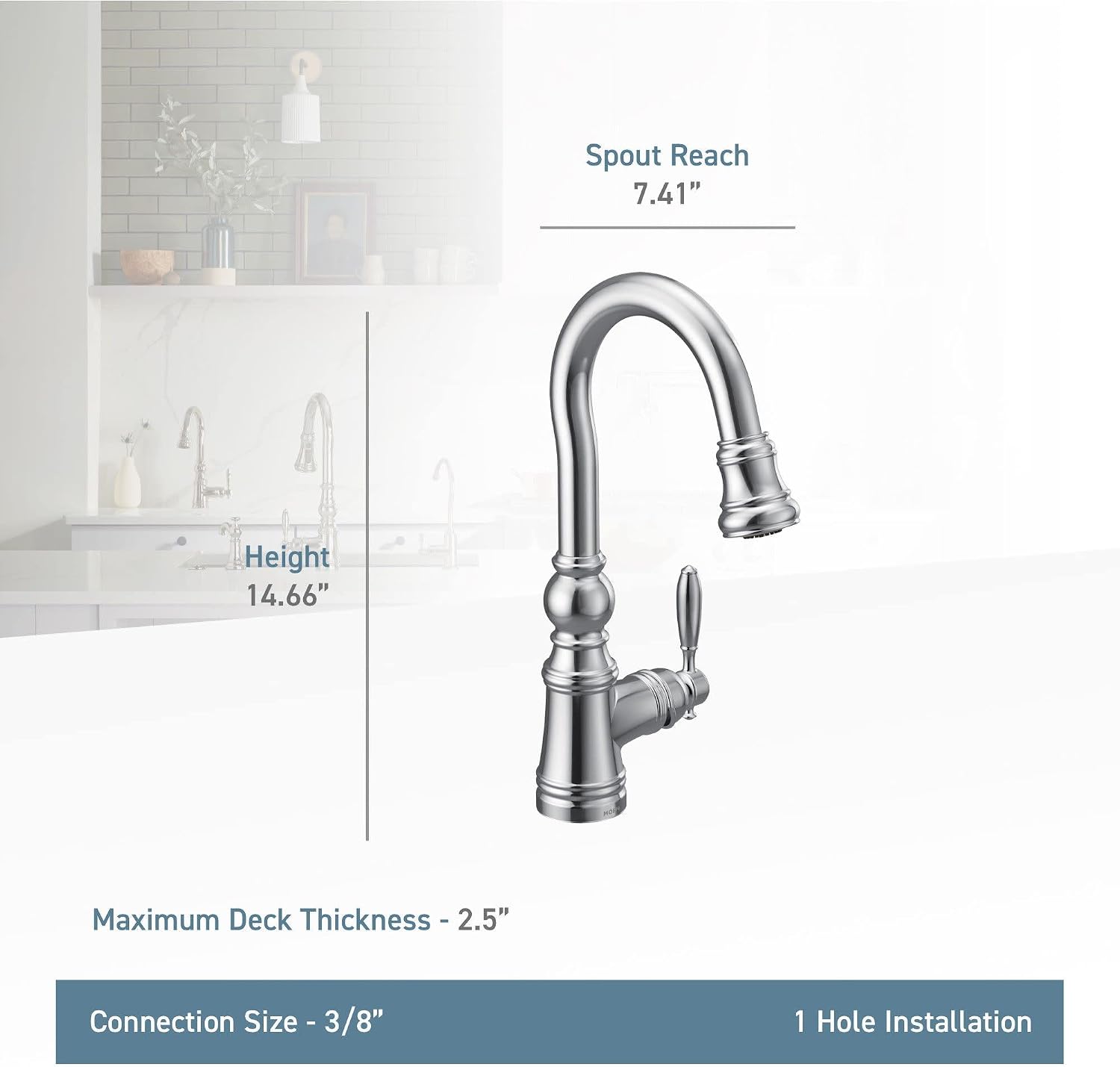 Moen Weymouth Matte Black One Handle Pulldown Bar Faucet, S53004BL
