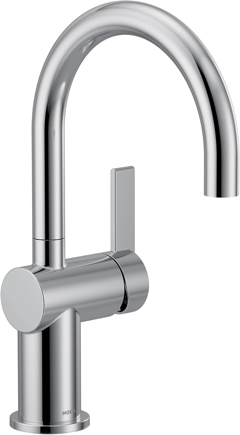 Moen 5922 Cia Single Handle Bar Faucet with Optional Matte Black Accents, Chrome