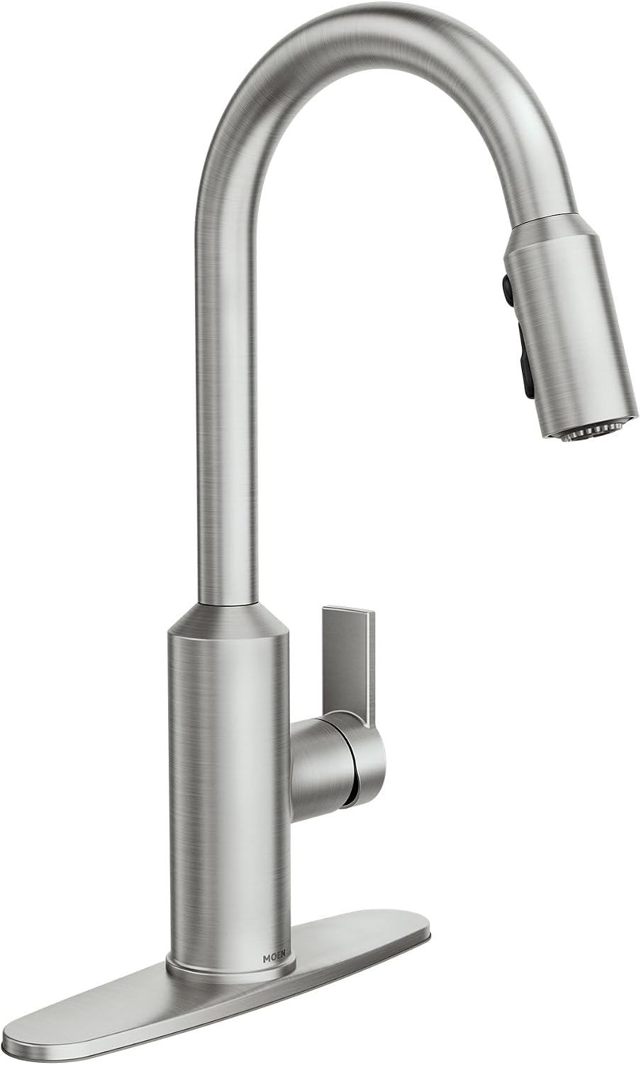 Moen Meena One Handle Kitchen Faucet with Pull Down Sprayer, High Arc Kitchen Sink Faucet Featuring Reflex System and Duralock Quick Connect, Spot Resist Stainless, 87270SRS