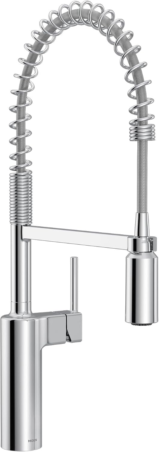 Moen Inara Chrome Spring Pulldown Kitchen Faucet with Pre-Rinse and Power Boost, Modern Kitchen Faucet, One-Handle Easy Installation, 87863