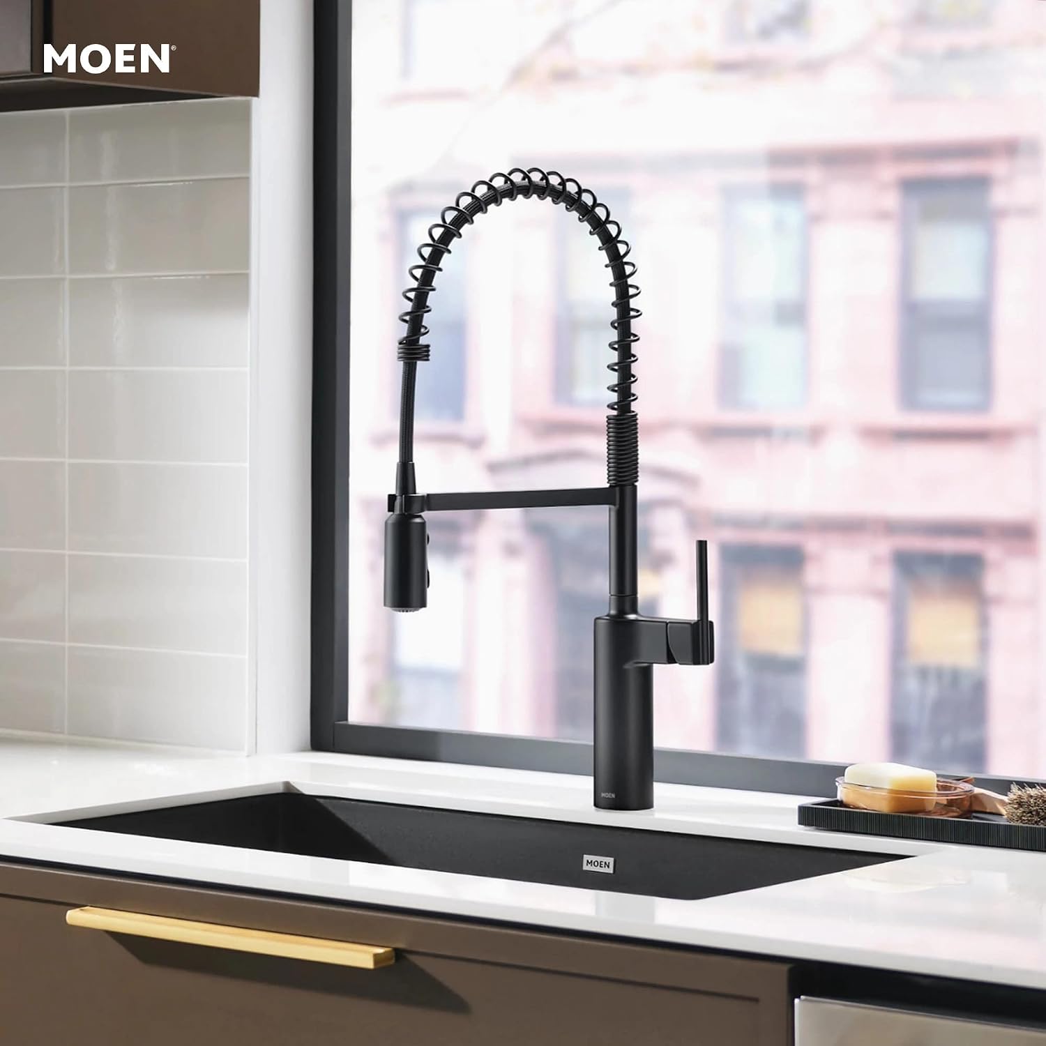 Moen 87863BL Inara Pulldown Kitchen Faucet, Black Matte Black