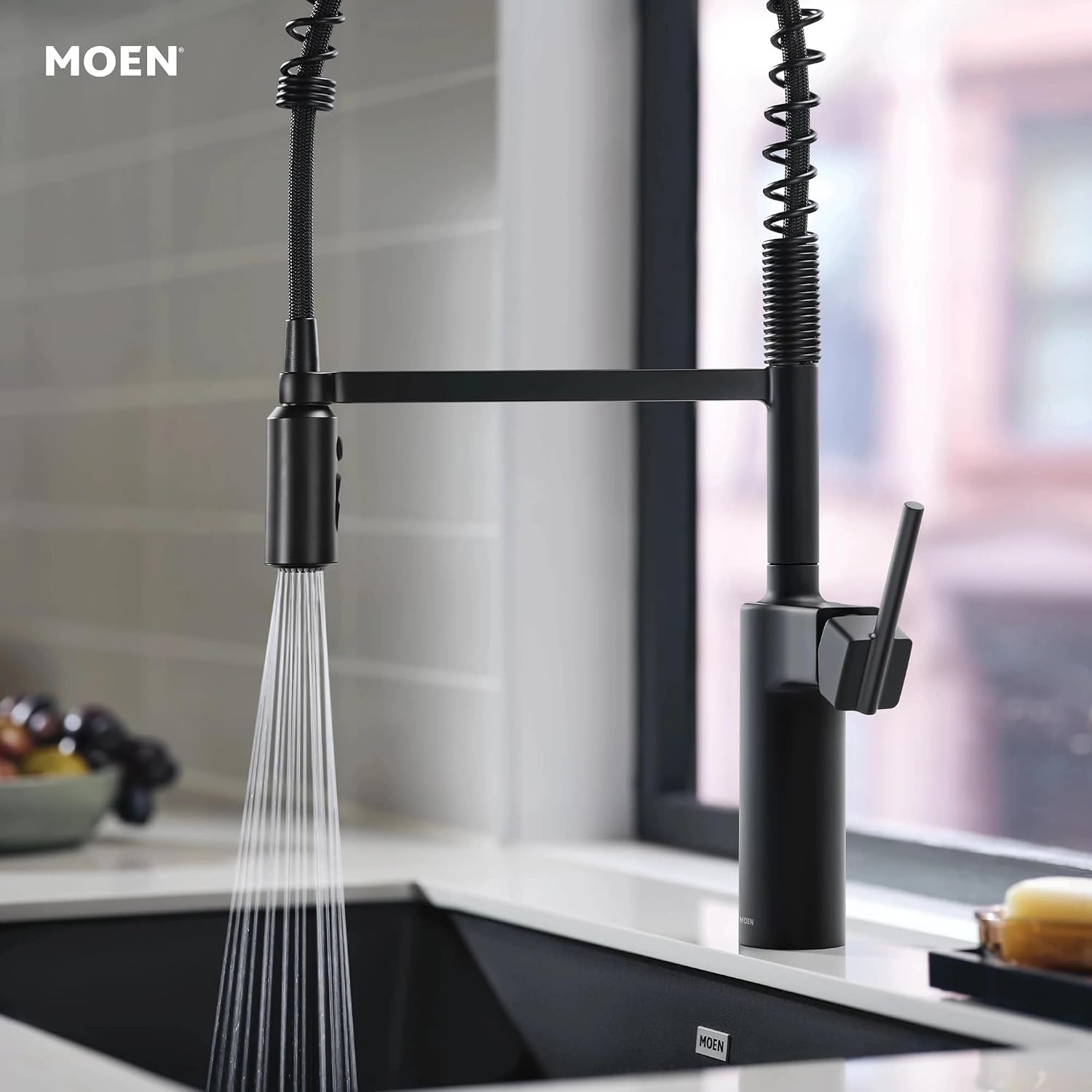 Moen 87863BL Inara Pulldown Kitchen Faucet, Black Matte Black