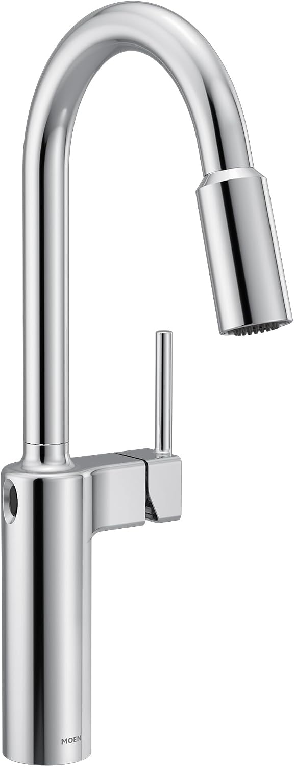 Moen Inara Chrome MotionSense Wave One-Handle Touchless Kitchen Faucet with Pulldown Sprayer and Power Clean, 87463EW