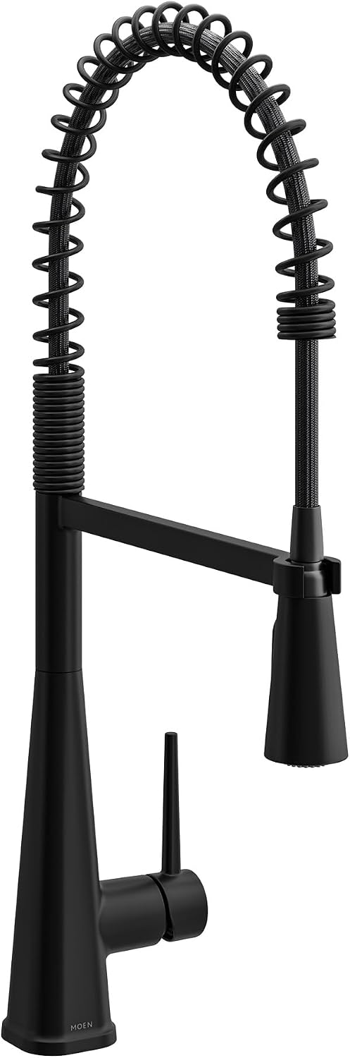 Moen Swyre Spring Pulldown Kitchen Faucet, Matte Black, 87538BL