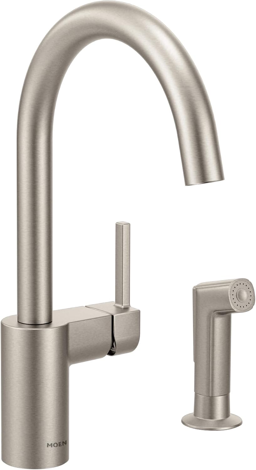 Moen 7165SRS Align One-Handle High-Arc Modern Kitchen Faucet with Side Spray, Spot Resist Stainless