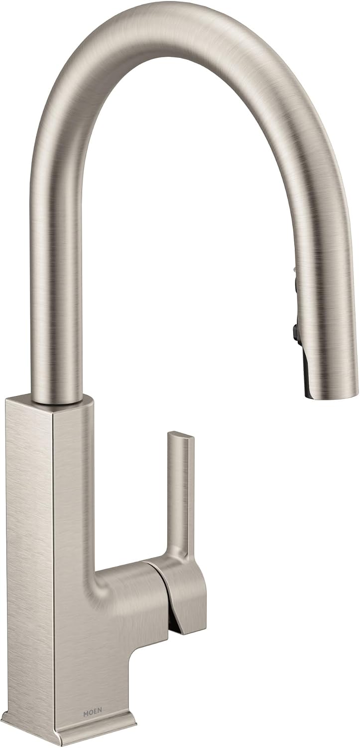 Moen STO One Handle High Arc Pulldown Modern Kitchen Faucet with Power Clean, Spot Resist Stainless, S72308SRS