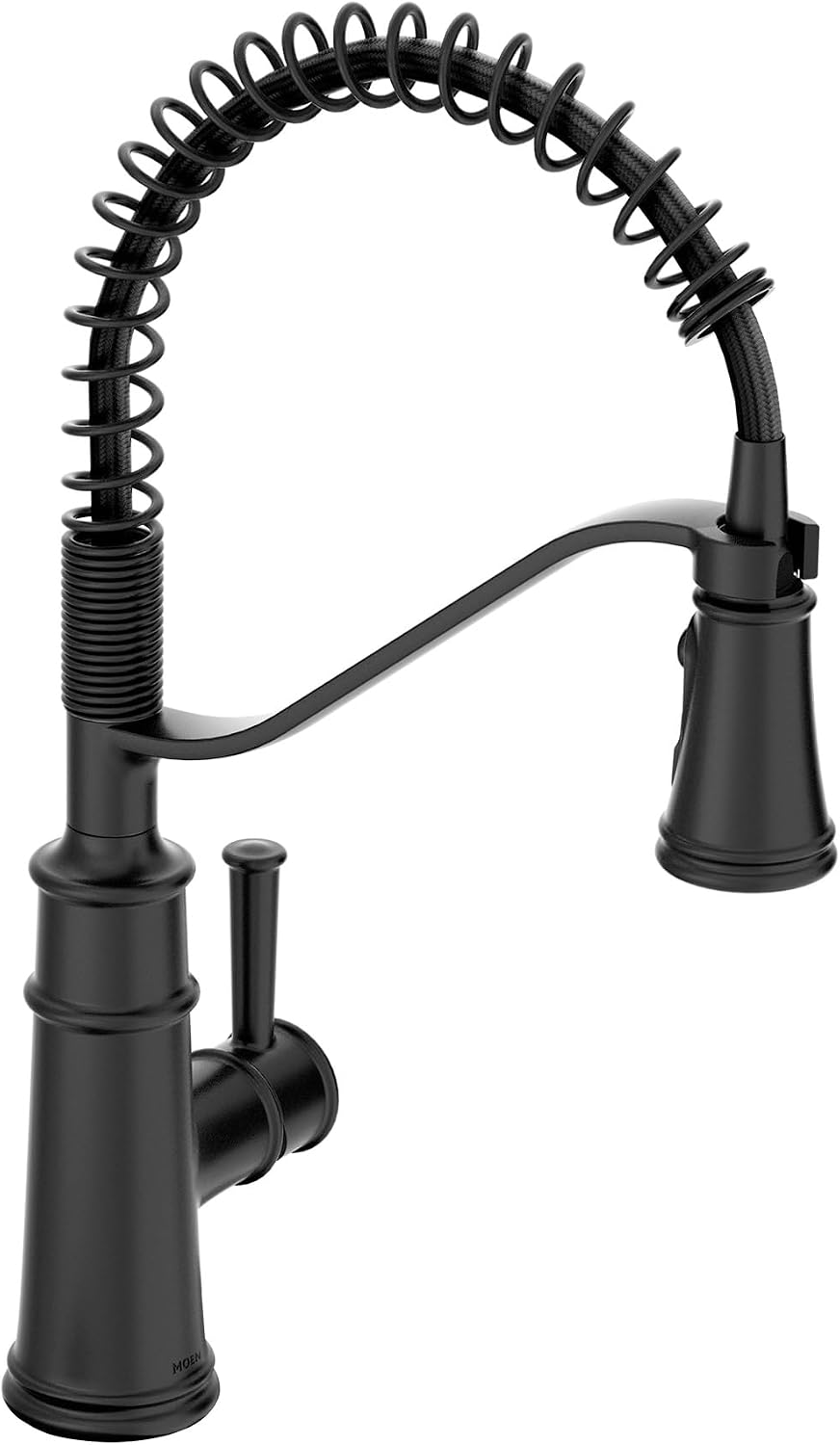 Moen Belfield Matte Black Kitchen Faucet, Modern Spring Kitchen Faucet with Power Boost, Pre-Rinse, One-Handle, Easy Installation, 5927BL