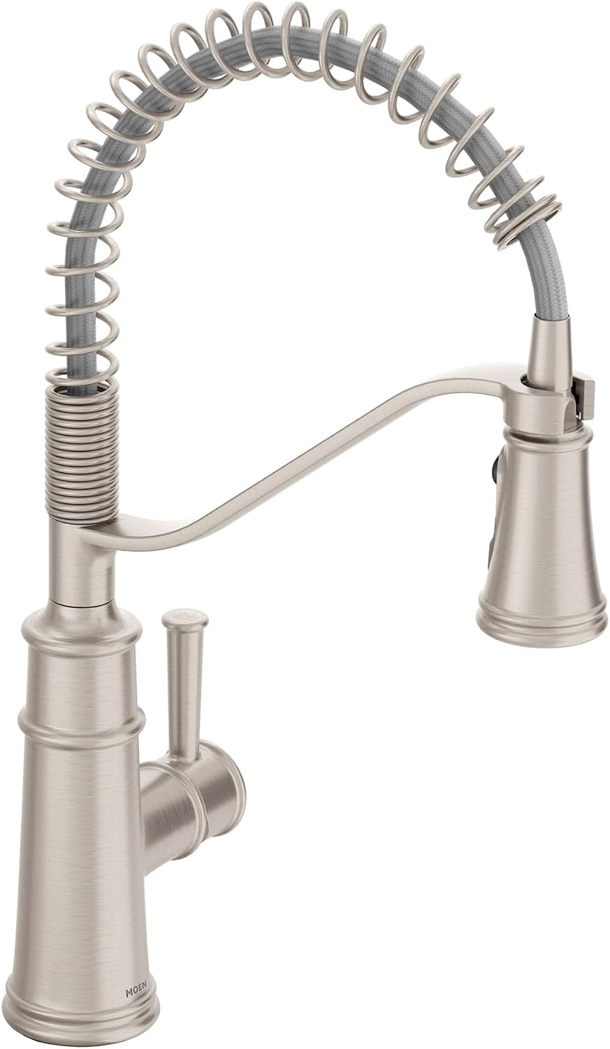 Moen Belfield Stainless Kitchen Faucet, Modern Spring Kitchen Faucet with Power Boost, Pre-Rinse, One-Handle, Easy Installation, Spot Resist Finish, 5927SRS Spot Resist Stainless