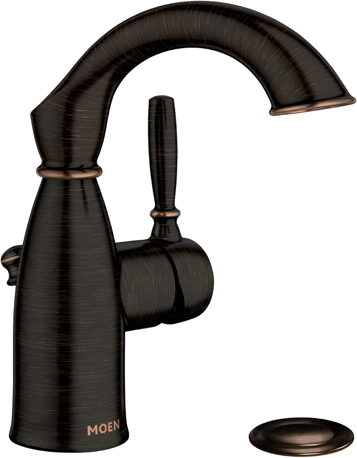 Moen Sarona Mediterranean Bronze One-Handle Single Hole Rustic Farmhouse Bathroom Sink Faucet with Optional Deckplate, 84144BRB Mediterranean Bronze (Pack of 1)