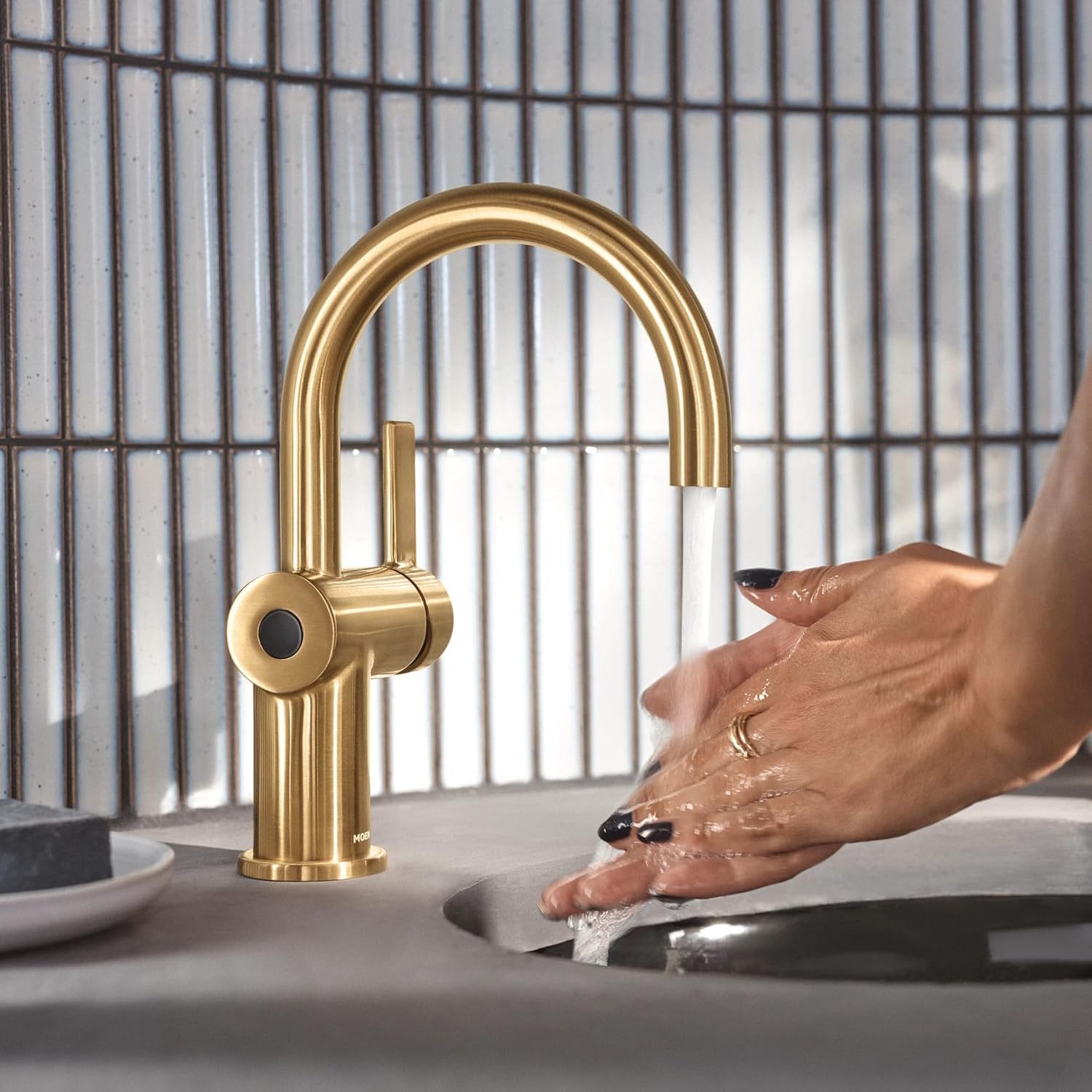 Moen CIA MotionSense Wave Bathroom Faucet, Brushed Gold, 6221EWBG