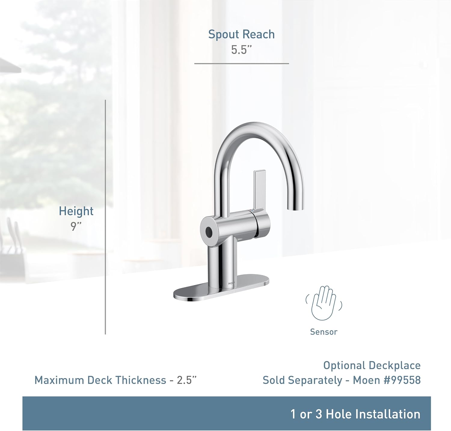 Moen CIA MotionSense Wave Bathroom Faucet, Matte Black, 6221EWBL
