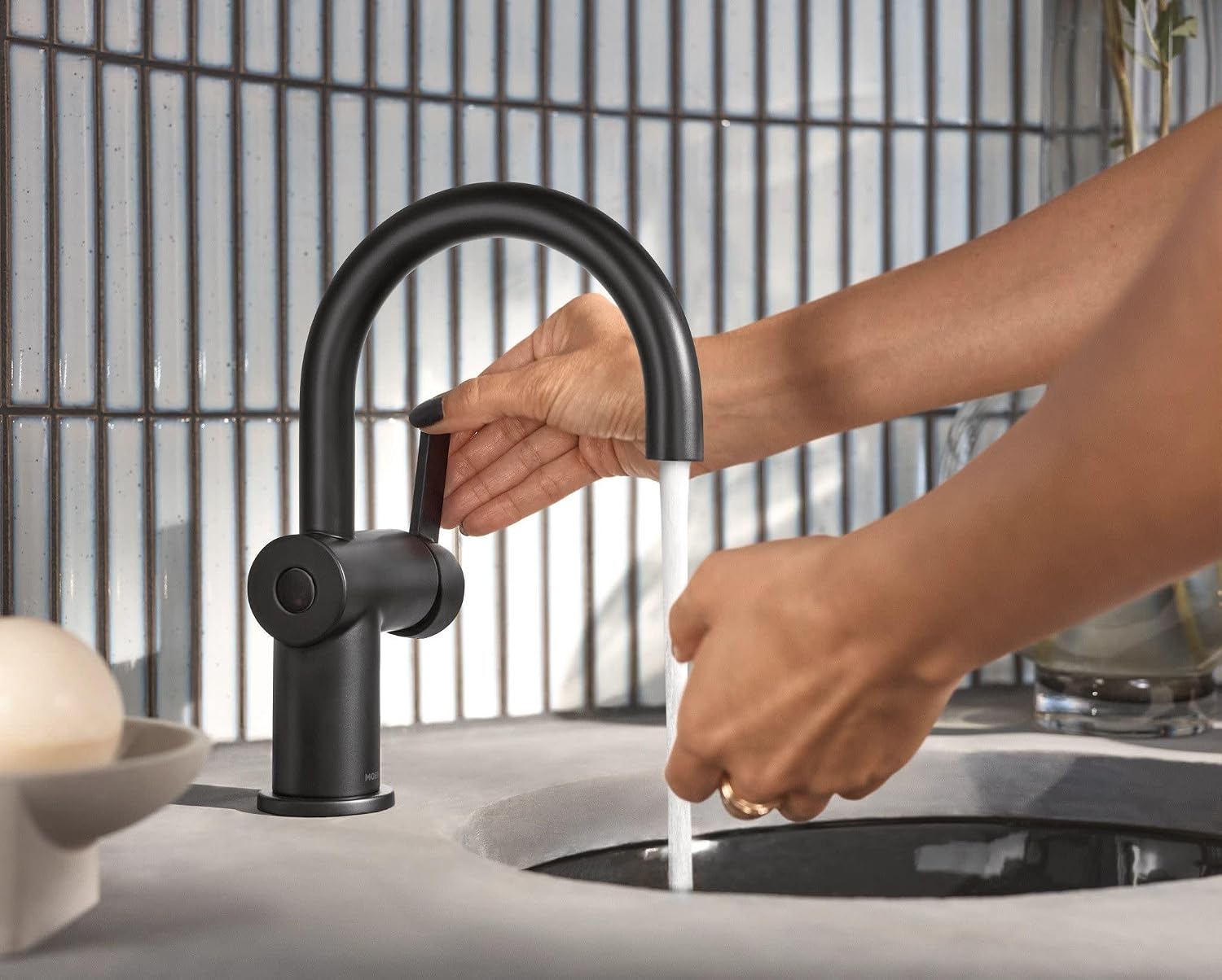 Moen CIA MotionSense Wave Bathroom Faucet, Matte Black, 6221EWBL